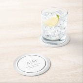 エレガントシルバーモノグラムのの紙コースター ラウンドペーパーコースター (インサイチュ)