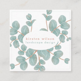 エレガントシルバーユーカリパーソナライズされたブランチ スクエア名刺
