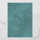 エレガントシルバーレース&ティール（緑がかった色）オンホワイト結婚ズ 箔招待状 (裏面)