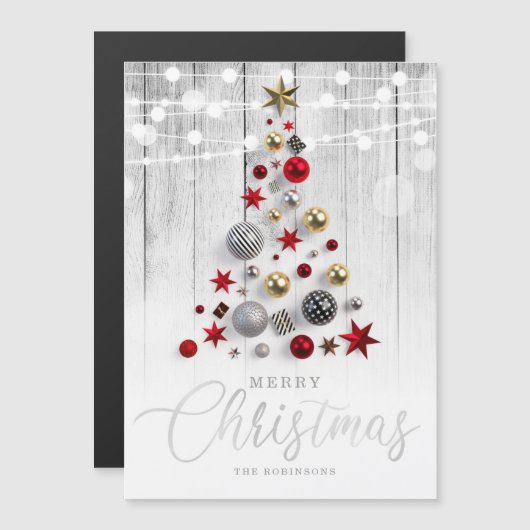 エレガントシルバー素朴金ゴールドクリスマスツリーホリデー  (正面/裏面)