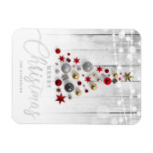 エレガントシルバー素朴金ゴールドクリスマスツリーホリデー マグネット (横)