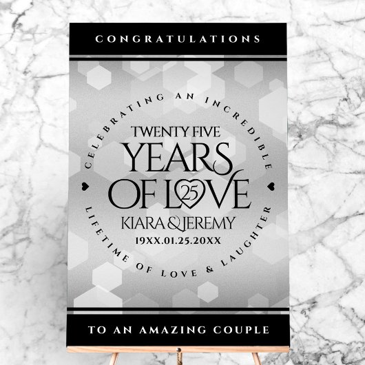 エレガントシルバー結婚25周年記念 アクリルサイン