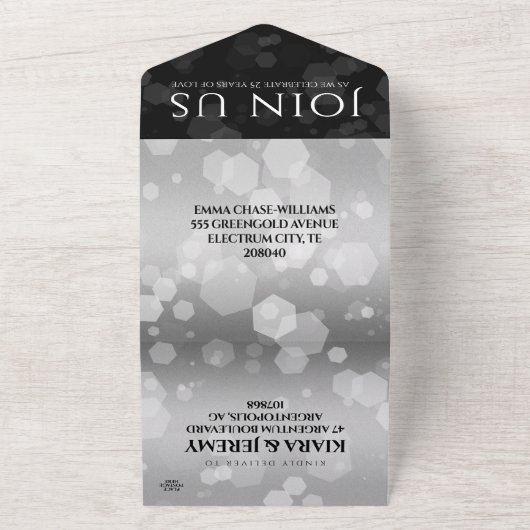 エレガントシルバー結婚25周年記念 オールインワン招待状 (外側)