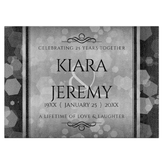 エレガントシルバー結婚25周年記念 カッティングボード (正面)