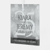 エレガントシルバー結婚25周年記念 ガラスオーナメント (正面左)