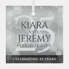 エレガントシルバー結婚25周年記念 ガラスオーナメント