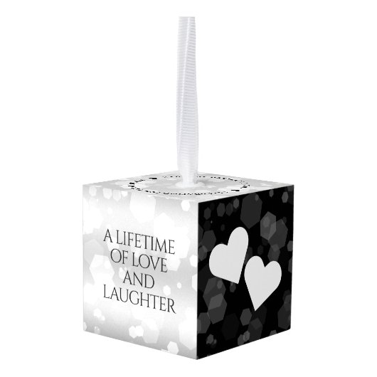 エレガントシルバー結婚25周年記念 キューブオーナメント (裏面アングル)