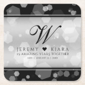 エレガントシルバー結婚25周年記念 スクエアペーパーコースター (正面)