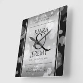 エレガントシルバー結婚25周年記念 スクエア壁時計 (傾斜)