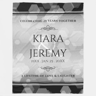 エレガントシルバー結婚25周年記念 フリースブランケット