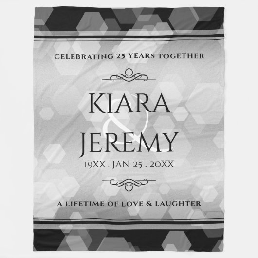 エレガントシルバー結婚25周年記念 フリースブランケット (正面)