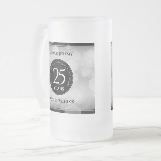 エレガントシルバー結婚25周年記念 フロストグラスビールジョッキ (正面左)