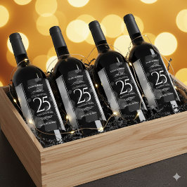 エレガントシルバー結婚25周年記念 ワインラベル