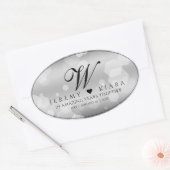 エレガントシルバー結婚25周年記念 楕円形シール (封筒)