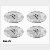 エレガントシルバー結婚25周年記念 楕円形シール (シート)