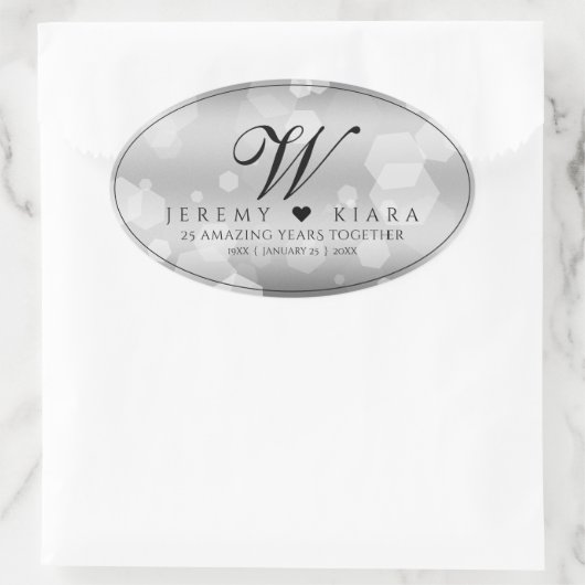 エレガントシルバー結婚25周年記念 楕円形シール (バッグ)
