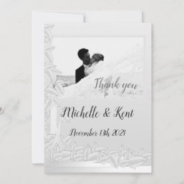 エレガントシルバー葉結婚ズのThank You Flat Card カード