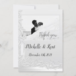 エレガントシルバー葉結婚ズのThank You Flat Card カード