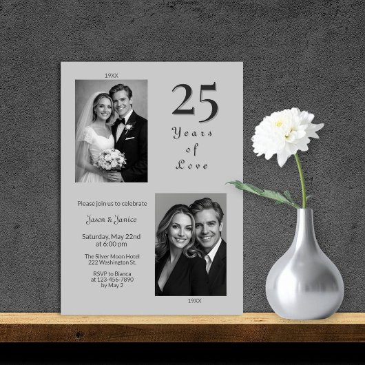 エレガントシルバー25周年記念結婚式 招待状
