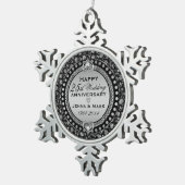 エレガントシルバー25結婚周年記念3 スノーフレークピューターオーナメント (右)