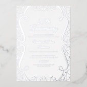 エレガントシルバー スワール 25周年記念結婚式 箔招待状 (正面)