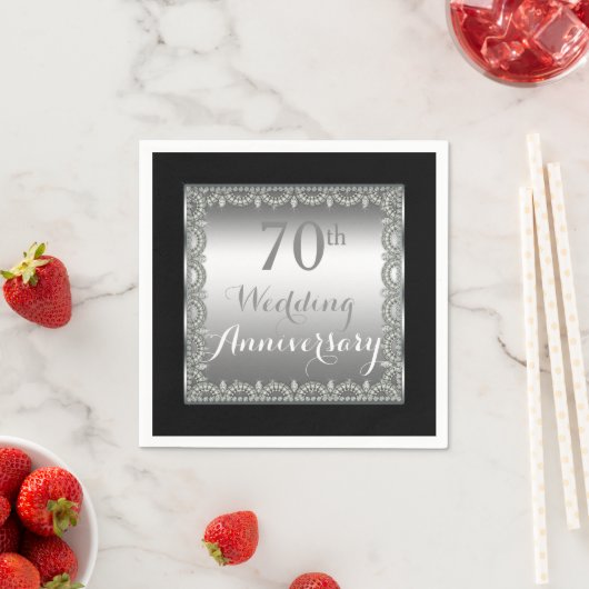 エレガントシルバー・ダイヤモンド70周年記念 スタンダードカクテルナプキン (インサイチュ)