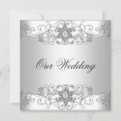 エレガントシルバー&ホワイトの結婚式招待状 招待状 (正面)