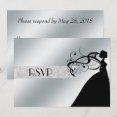 エレガントシルバーRSVP 招待状 (正面/裏面)