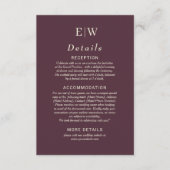 エレガントシンプルさくらんぼラッカー、モノグラム結婚ズ エンクロージャーカード (正面)