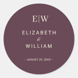 エレガントシンプルさくらんぼラッカー、モノグラム結婚ズ ラウンドシール
