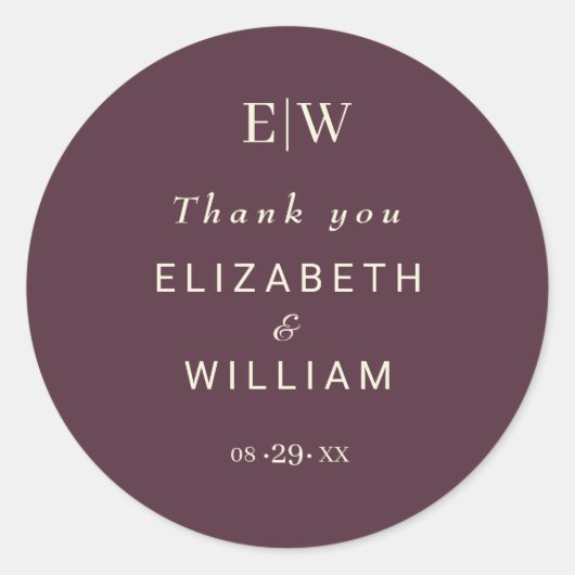 エレガントシンプルさくらんぼラッカー、モノグラム結婚ズ ラウンドシール (正面)