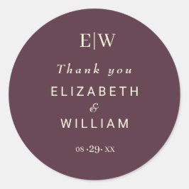 エレガントシンプルさくらんぼラッカー、モノグラム結婚ズ ラウンドシール