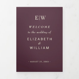 エレガントシンプルさくらんぼラッカー、モノグラム結婚ズ 三つ折りプログラム