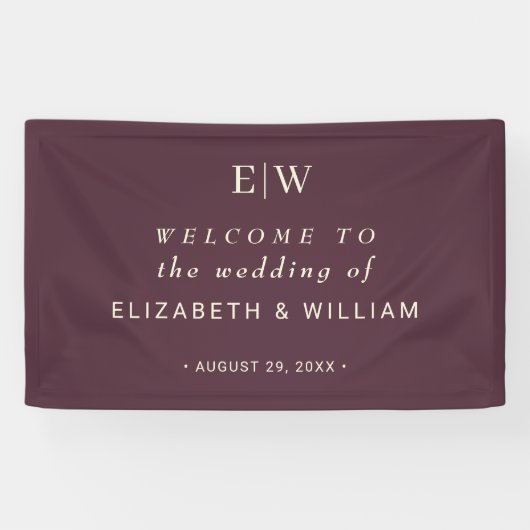 エレガントシンプルさくらんぼラッカー、モノグラム結婚ズ 横断幕 (横)