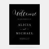 エレガントシンプルなウェディングアクリルブラック歓迎サイン アクリルサイン (正面)
