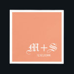 エレガントシンプルなウェディングモノグラムオレンジ スタンダードカクテルナプキン<br><div class="desc">オレンジシンプル色の背景とエレガントなウェディングモノグラムの紙のナプキン無地のとカップルの下の日付と白いモノグラムの結婚白い。製品の下のカスタムIT機能ボタンを使用してカスタマイズ文字の色、サイズおよびフォントを使ってカスタマイズのモノグラムイニシャルでパーソナライズ。テーマカスタムに合わせて色が必要か連絡。</div>