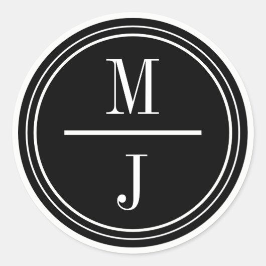 エレガントシンプルなウェディングモノグラムフェイスステッカー ラウンドシール (正面)