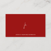 エレガントシンプルなスクリプトモノグラムクリムゾンレッド 名刺 (裏面)