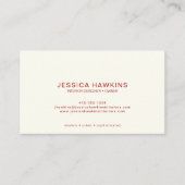 エレガントシンプルなスクリプトモノグラムクリムゾンレッド 名刺 (正面)