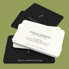 エレガントシンプルなスクリプトモノグラムブラックノワール 名刺