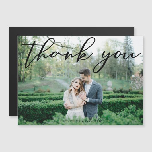 エレガントシンプルな結婚式の写真ありがとうマグネットカード (正面/裏面)