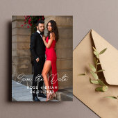 エレガントシンプルな結婚式の日付を保存するフォトカード シーズンカード