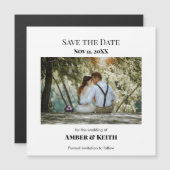 エレガントシンプルな結婚式の日付を保存ホワイトバック (正面/裏面)