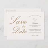 エレガントシンプルな結婚式の日付ポストカードを保存 ポストカード (正面/裏面)