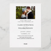 エレガントシンプルな結婚式の日付写真を保存 箔招待状 (裏面)