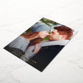 エレガントシンプルな結婚式の日付写真を保存 箔招待状 (回転した状態)