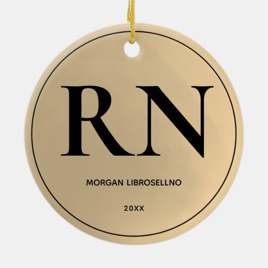 エレガントシンプルなRNナース セラミックオーナメント (裏面)