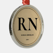 エレガントシンプルなRNナース メタルオーナメント (右)