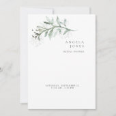エレガントシンプルの葉の白ブライダルシャワー 招待状 (正面)