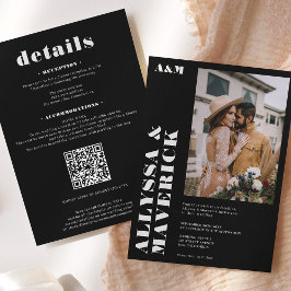 エレガントシンプルはっきりした白結婚黒 招待状